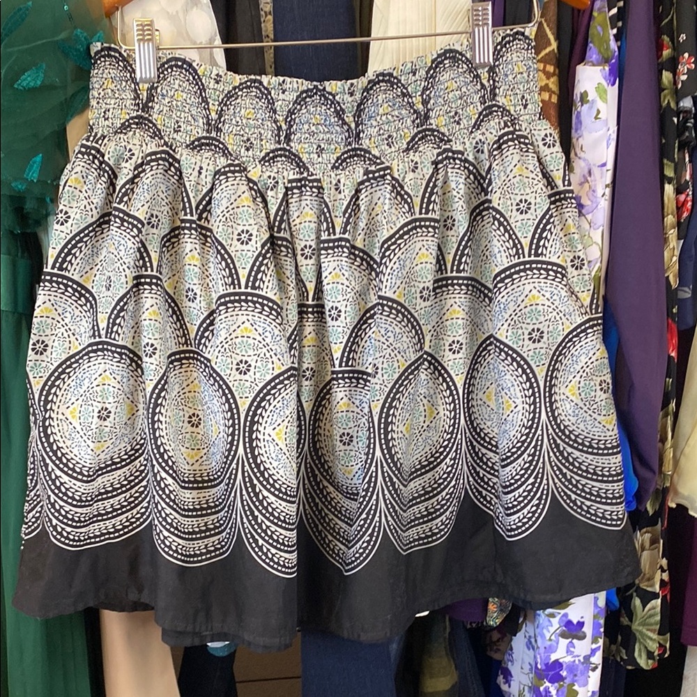 Elle Black and White Mini Skirt with Yellow Accents